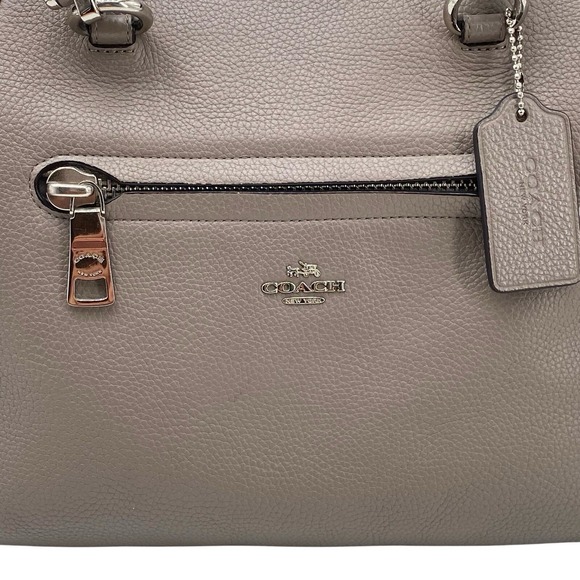 Coach Primrose Fog Gray Pebbled Leather Large Convertible Satchel 37934 - Picture 4 of 16